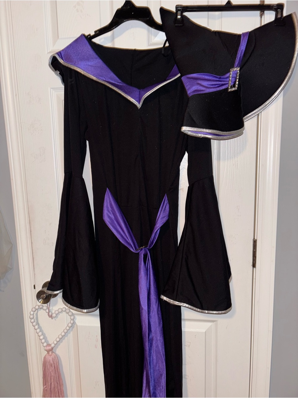 Black and Purple Witch Costume Dress with Hat - Women's Halloween